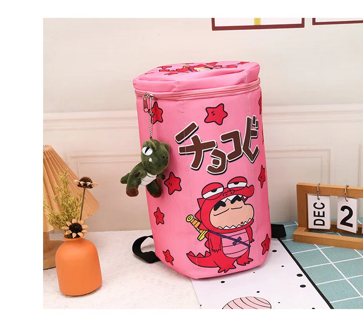 Crayon Shin-Chan Same Style Cute Backpack Crocodile Biscuit Backpack Top Zipper Badminton Racket Bag Portable Large Capacity Bag