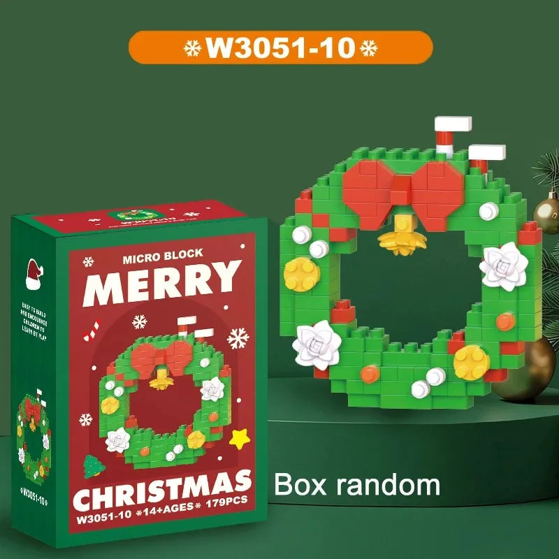 Christmas Gifts Micro Building Block Series Santa Claus Reindeer Puzzle Assembling Bricks Table Decoration Toys Kids