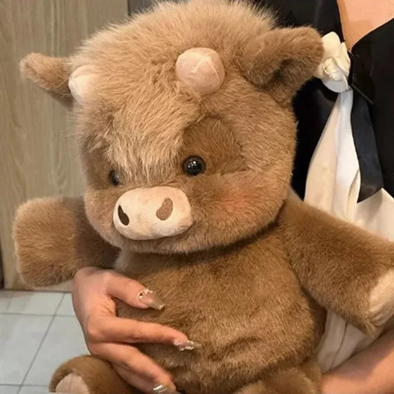 Cute Highland Cow Plush Doll 45-60cm Soft Stuffed Animal Running Calf Toy Companion Pillow Holiday Gift Home Decoration Ornament