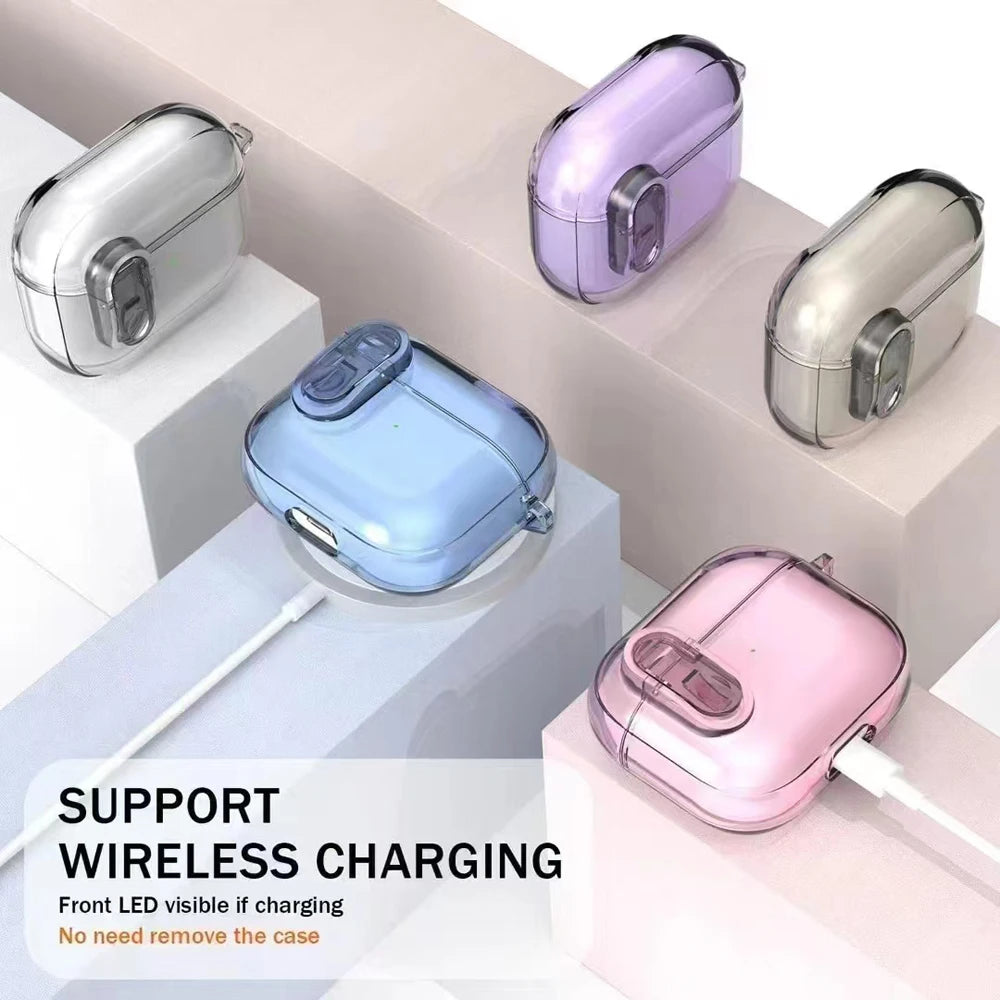 Transparent Crystal Wireless Bluetooth Earphone Case For Airpods Pro 2 2nd TPU Clear Switch Lock Cover For Funda Airpods 4 2024