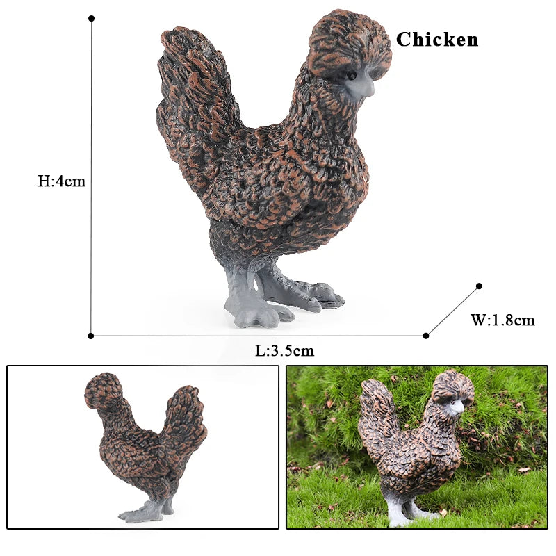 Oenux Lovely Farm Animals Hen Turkey Chook Chicken Cock Action Figure Model Figurines Poultry Miniature Educational PVC Kid Toy