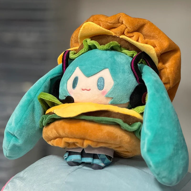 Hatsune Miku Kawaii Q Version Figure Doll Cute Hamburg Doll Clothes Anime Peripheral Bag Pendant Toy Soft Ornament Toys Gifts