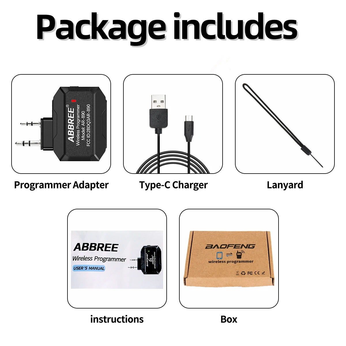 ABBREE Bluetooth Wireless Programmer for Walkie Talkie Plug & Play No Driver Issue Phone for UV5R BF888S Quansheng UVK5