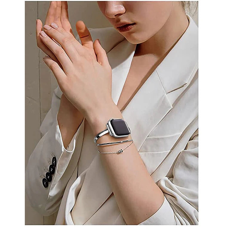 Luxury Watch Band for Apple Watch Series 10 9 8 7 41 45mm 6 Se 5 4 Women Diamond Steel Bracelet IWatch Ultra 49mm 44 40 42 38MM
