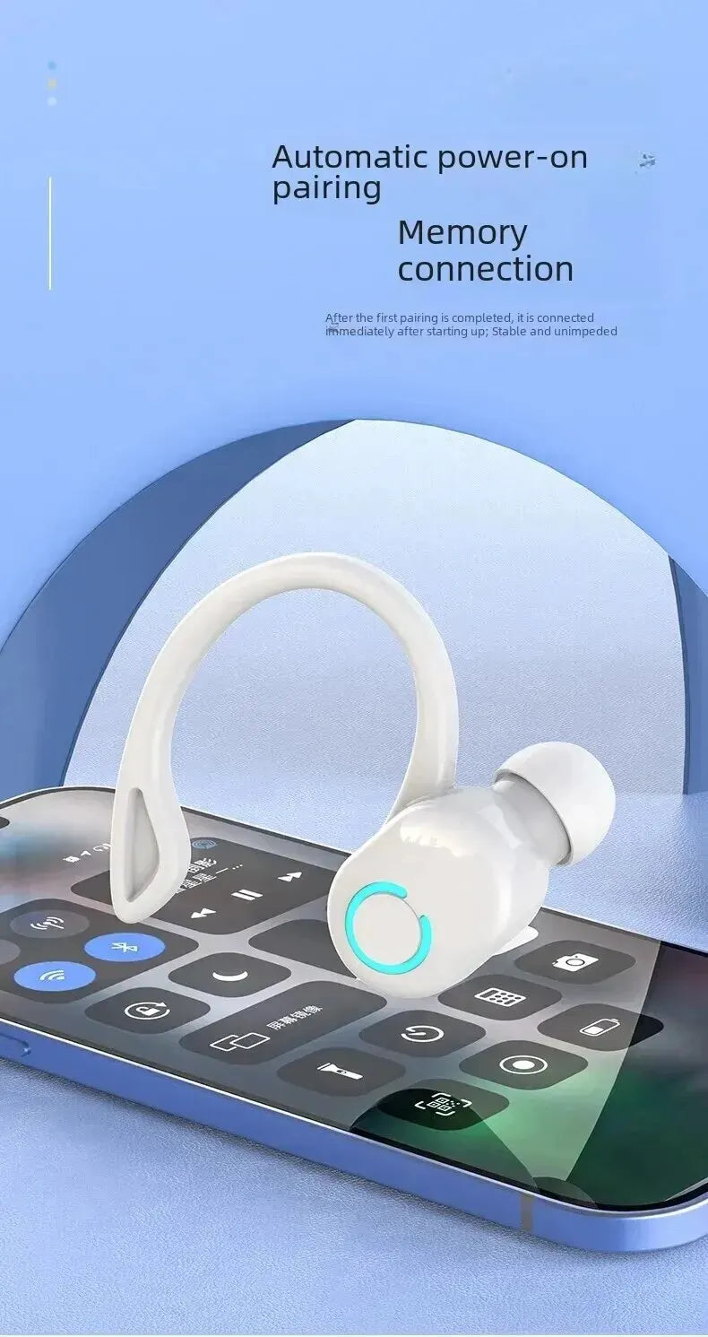 Bluetooth 5.2 Wireless Headset Single Ear-Hook Earplugs Ultra Long Battery Life Business Earphone Mobile Phone Headphone Earbuds