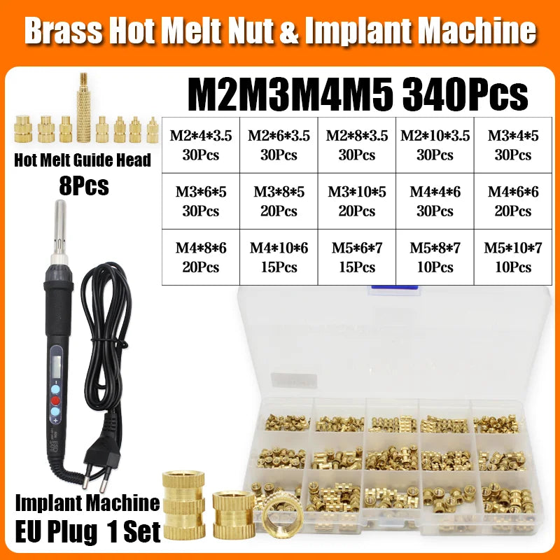 Brass Heat Set Insert Nut Electric Soldering Iron 60W LCD Digital Display Adjustable Temperature 220V/110V 3d Printer Copper Nut