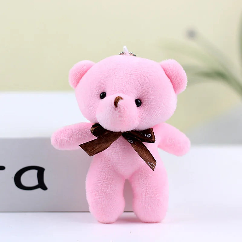 10pcs/lot Bear Stuffed Plush Toy Mini Bear Doll Keychain Soft Stuffed Toy Key Chain Bag Pendant Wedding Decoration Birthday Gift