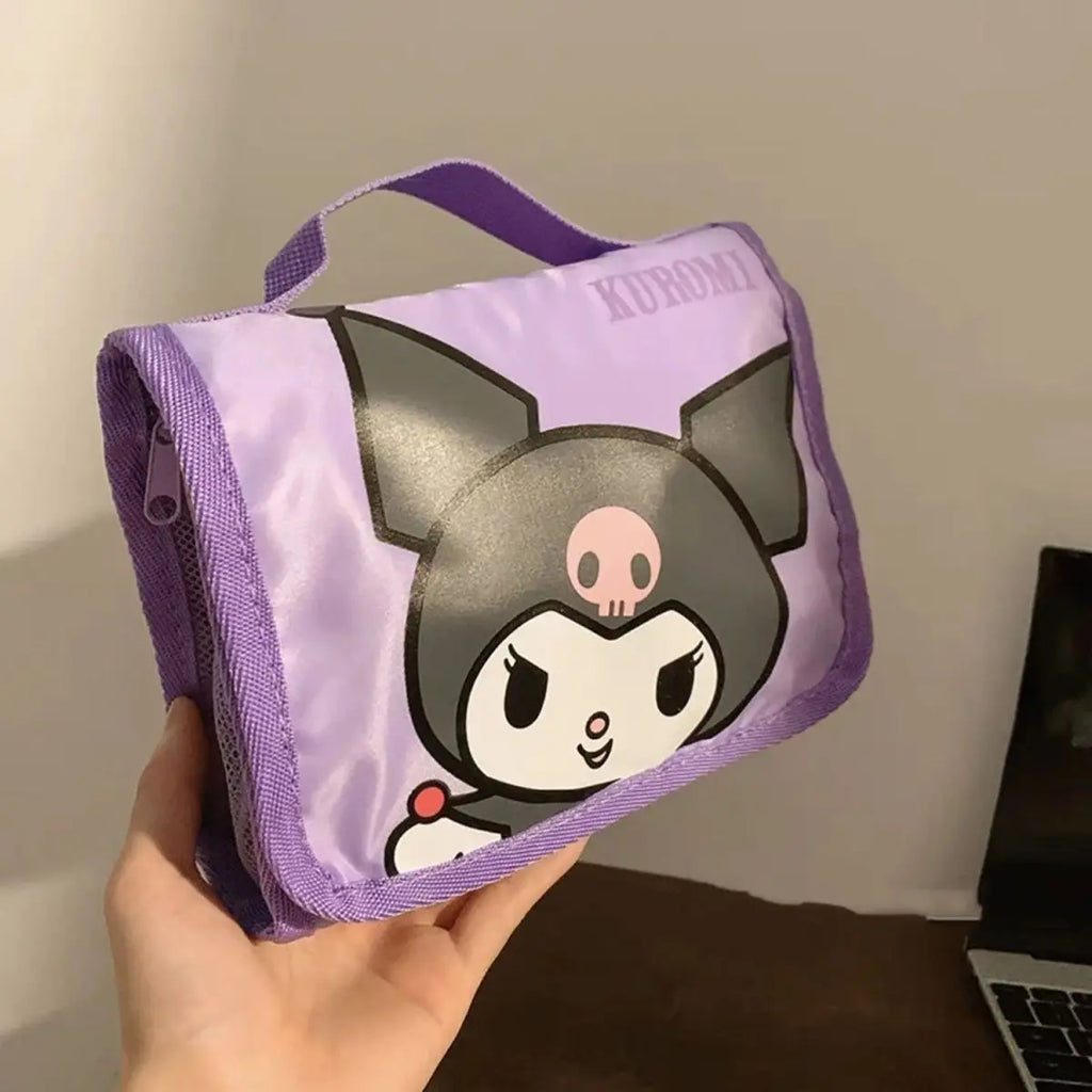 Cute Portable Travel Wash Up Storage Bag Girls Gifts Hello Kitty Kuromi Stitch KT Cat Cartoon Cosmetic Bag For Girl Kawaii Gifts