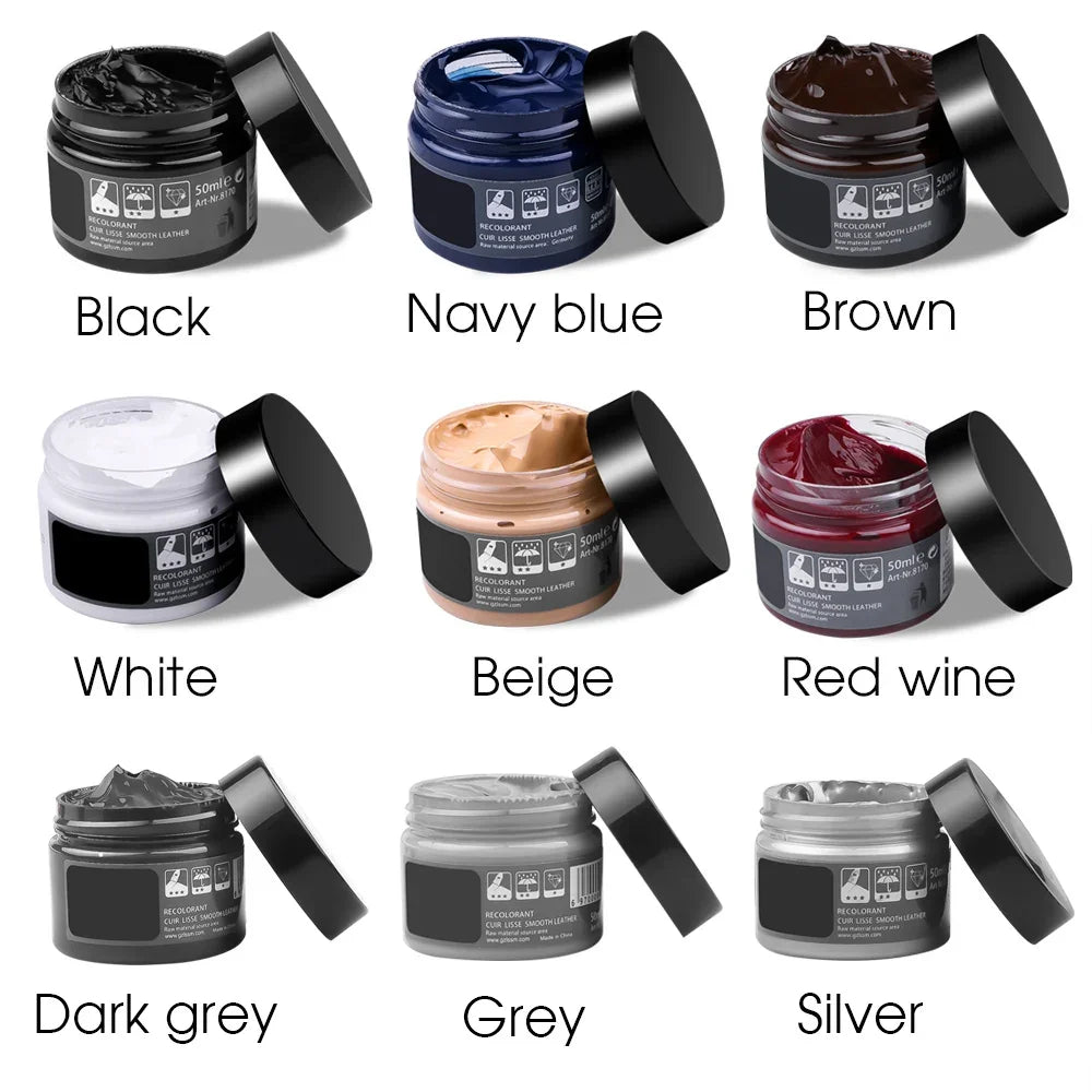 Leather Repair Kit Recoloring Balm No Heat Liquid Skin for Car Seat Sofa Shoes Bags Jacket Scratch Crack Rips Fixer 50ml Cream