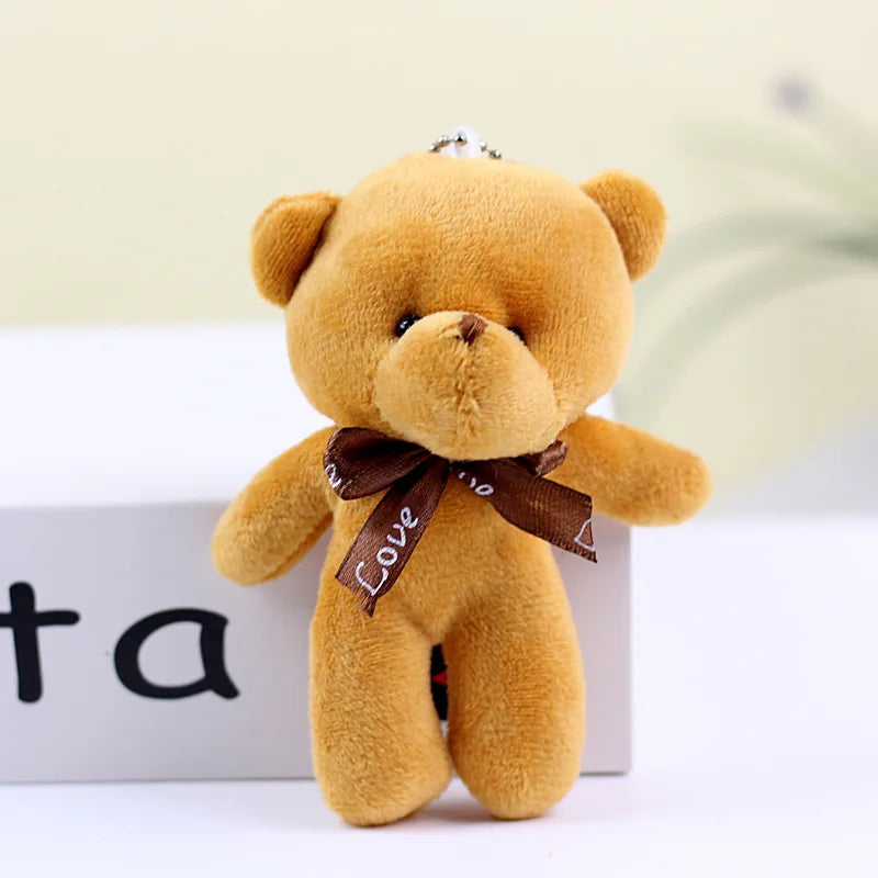 10pcs/lot Bear Stuffed Plush Toy Mini Bear Doll Keychain Soft Stuffed Toy Key Chain Bag Pendant Wedding Decoration Birthday Gift