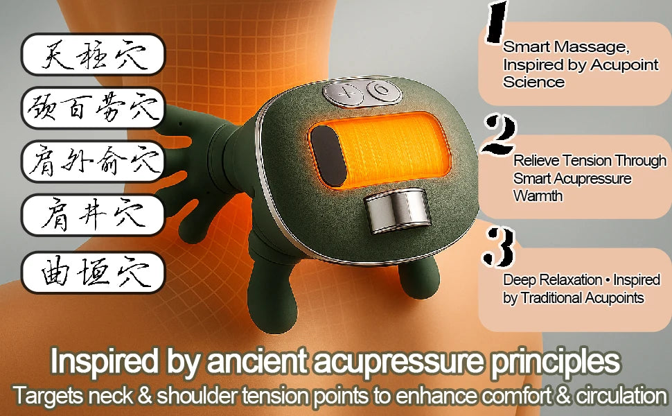Bionic Finger Pressure Neck Massager Back and Shoulder Massager Electric Kneading Neck Deep Massage Muscle Relax
