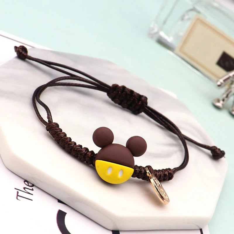 New Mickey Mouse Bracelet Cute Hand Woven Rope Bracelets for Couple Student Fashion Jewelry Handicrafts Friends Birthday Gifts