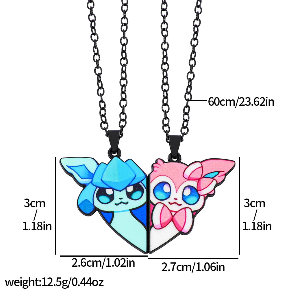 2pcs Eevee Umbreon Espeon Sylveon Jolteon Flareon Necklace Cute Anime Game Charm Jewelry Metal Pendant for Collection