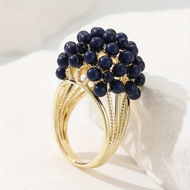 Trendy Hollow Golden Color Inlay Pearls Rings for Women Birthday Gift Accessories Fashion Custom Jewelry