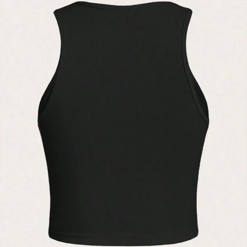 2025 Summer New Women's Casual Minimalist Solid Color Tank Top! Minimalist American English Print, Slimming & Flattering
