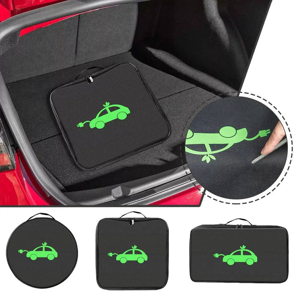 EV Cable Organizer Bag Electric Car Charger Box Charging Organizer Jumper Cable Bag Electric Vehicle Charging Cable Case