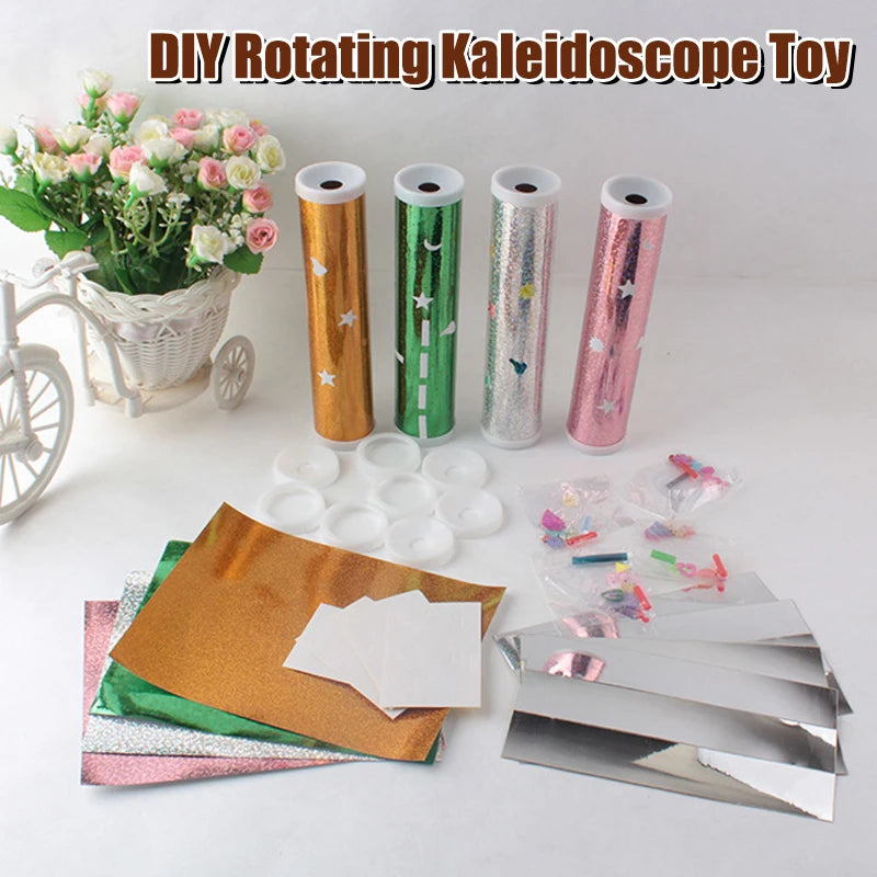 DIY Rotating Kaleidoscope Kit STEAM Science Toy for Kids, Teaches Optics & Reflection Encourage Hands-On Building and Creativity