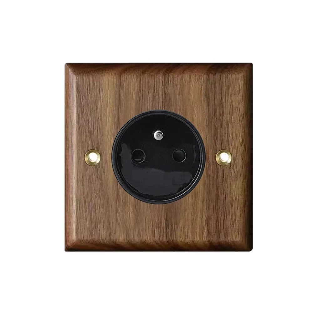 High Quality Retro Europe Type Vintage Wall Light Switch Socket, Solid Wood Brass Toggle Switch Plate, Antique Home Stay Switch