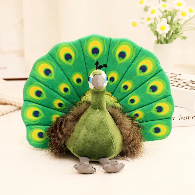 Cute Simulation Green Peacock Plush Toy Blue Peacock Doll Decorative Ornament Gift Bird Doll Zoo Souvenir Ornament Photo Props