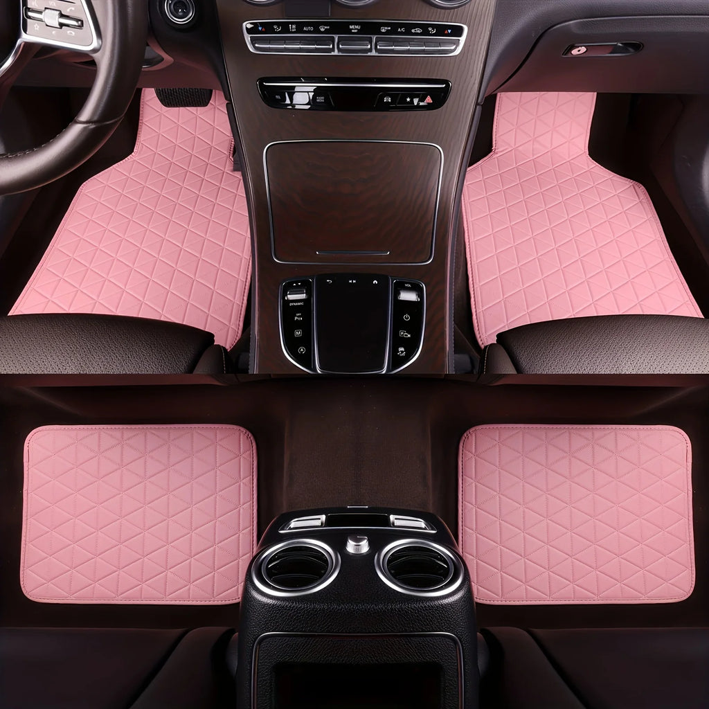 4-piece waterproof PU leather car floor mat - durable and fashionable, all-weather protection, easy to clean, enhances interior