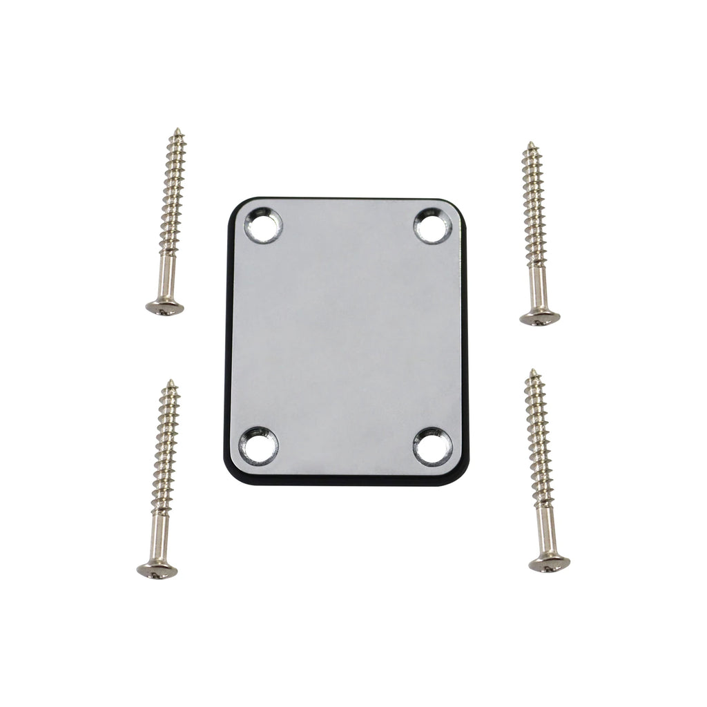 1Set  Bass Guitar Neck Plate,Electric Guitar Neck Joint Connecting Strengthen Plate with Plastic Back Plate & Mounting Screws