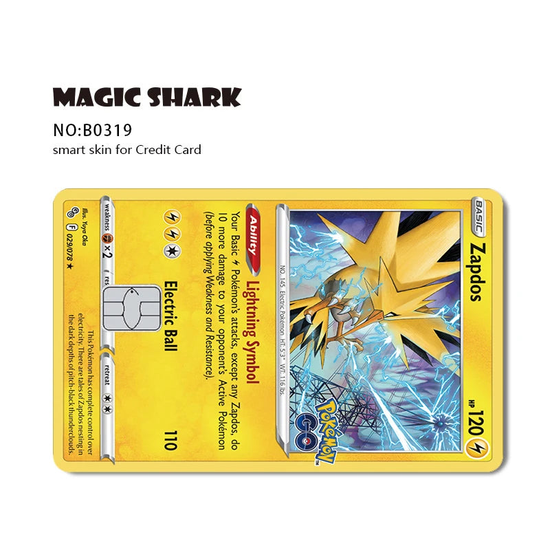 New Bulbasaur Pikachu Charmander Squirtle Mew Gengar Pokemons PTCG Film Skin Cover Sticker for Credit Debit Card