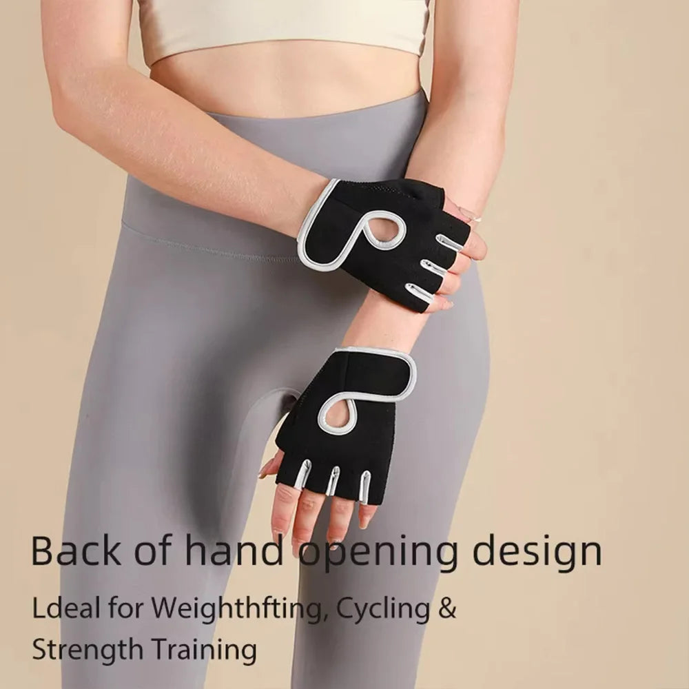 1 Pair Unisex Adjustable Sports Gloves For Autumn And Winter with Anti-slip Silicone Dots for Weightlifting Cycling Squat