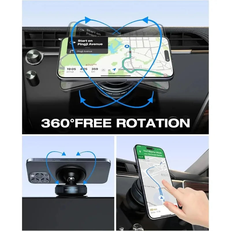 360°Adjustable Suction Cup Phone Mount Magnetic Car Phone Holder Vacuum Suction for Gym/Mirror/Smooth Surface For All Smartphone