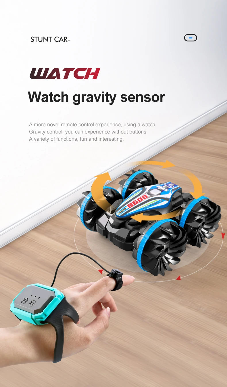 Amphibious RC Car Remote Control Stunt Car Vehicle Double-sided Flip Radio 4WD Drift Off Road Outdoor Toys for Boy Children Gift
