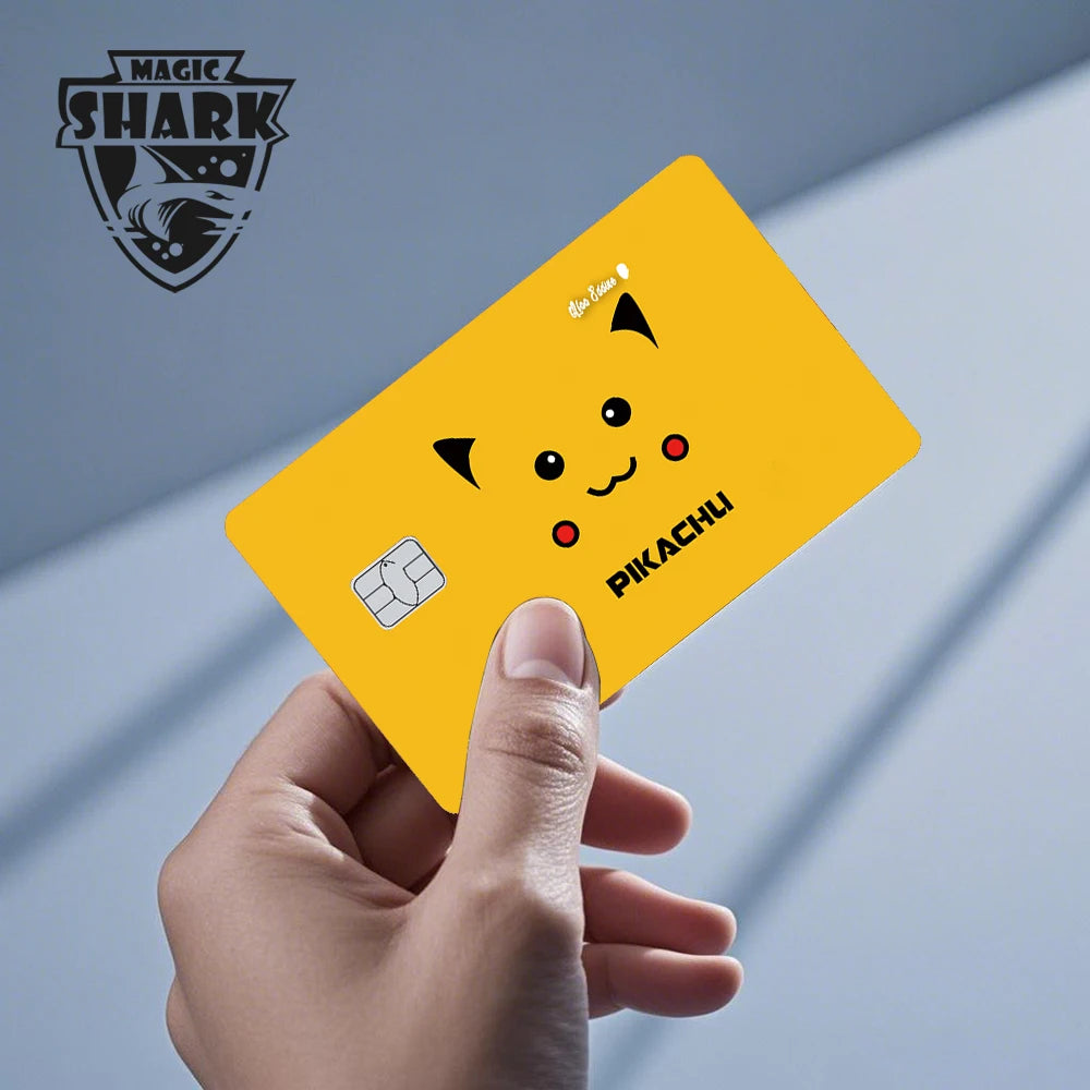 Maigc Shark Cute Pokemons Mewtwo Eevee Pikachu Gengar Sticker Film Cover for Debit Credit Card No Fade