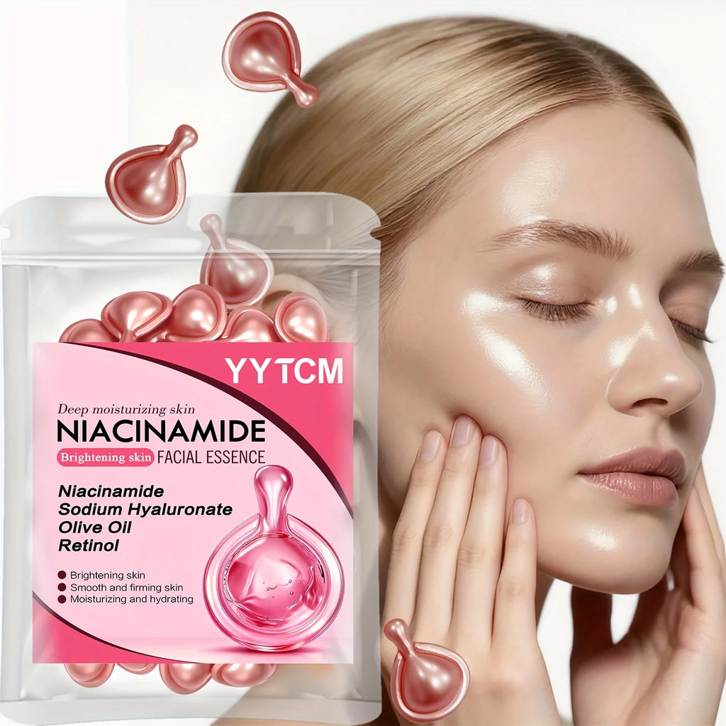 Niacinamide Facial Essence Capsules, Containing Retinol, Olive Fruit Oil, Gardenia Extract, Brighten Skin Tone, Moisturize and Hydrate, and Smooth and Soften Skin (0.5Gx30 Capsules)/Bag-1 Bag