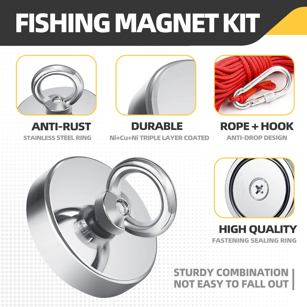 D16MM D42MM Fishing Magnet Searcher Power Super Neodymium Strong Magnet Heavy Duty Search Magnet 300 kg Merry Christmas