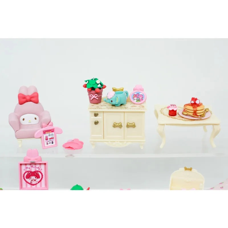 Re-ment 8Pcs/set Sanrio Kuromi Gothic Room Purple Miniature Scene Blind Box Toys Anime Figure Doll Gifts Toys Collect Ornaments