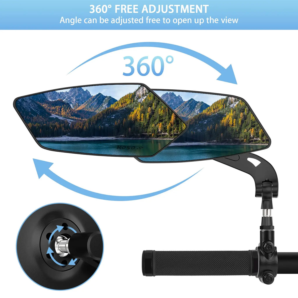 DOMEN Bicycle Rearview Wide Angle Mirror Cycling 360° Adjustable Rotate Road Bike Handlebar Rear View Mirrors Bike Accessories