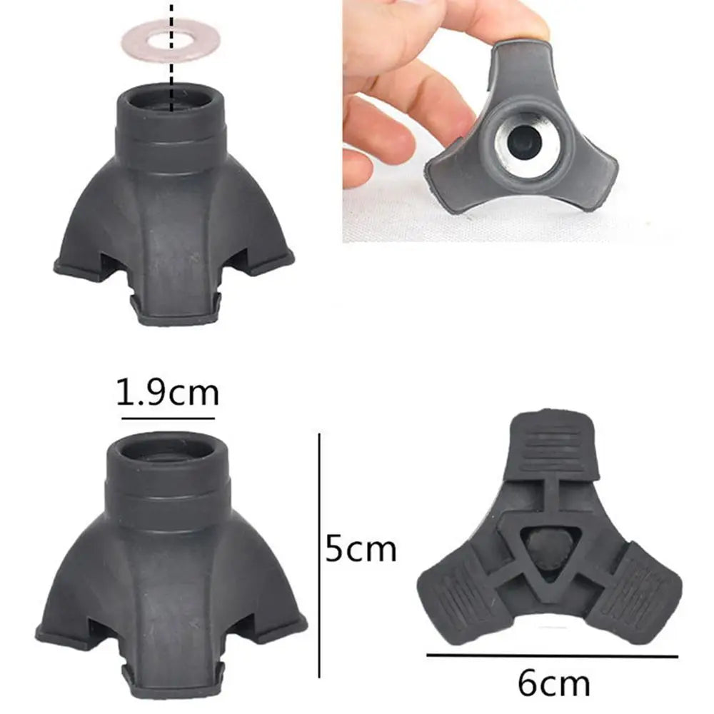 19mm Canes Self Standing Protect End Cover Eldder Walking Stick Rubber Non-Slip Pad End Bottom Cap Tripod Shaped Tip Replacement