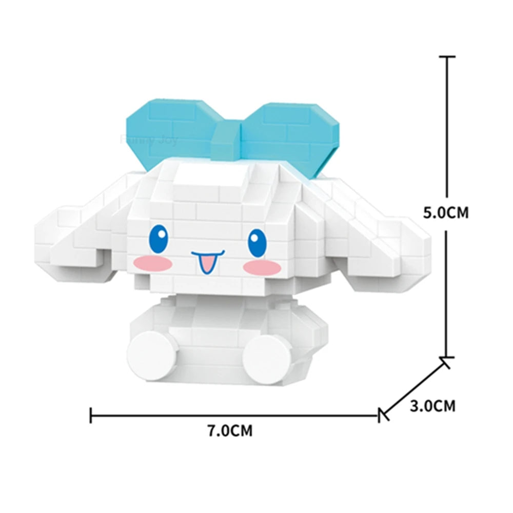 Cartoon Anime Hello Kitty Blocks Kuromi My Melody Cinnamoroll Mouse Building Blocks Doll Toy Kids Birthday Gift