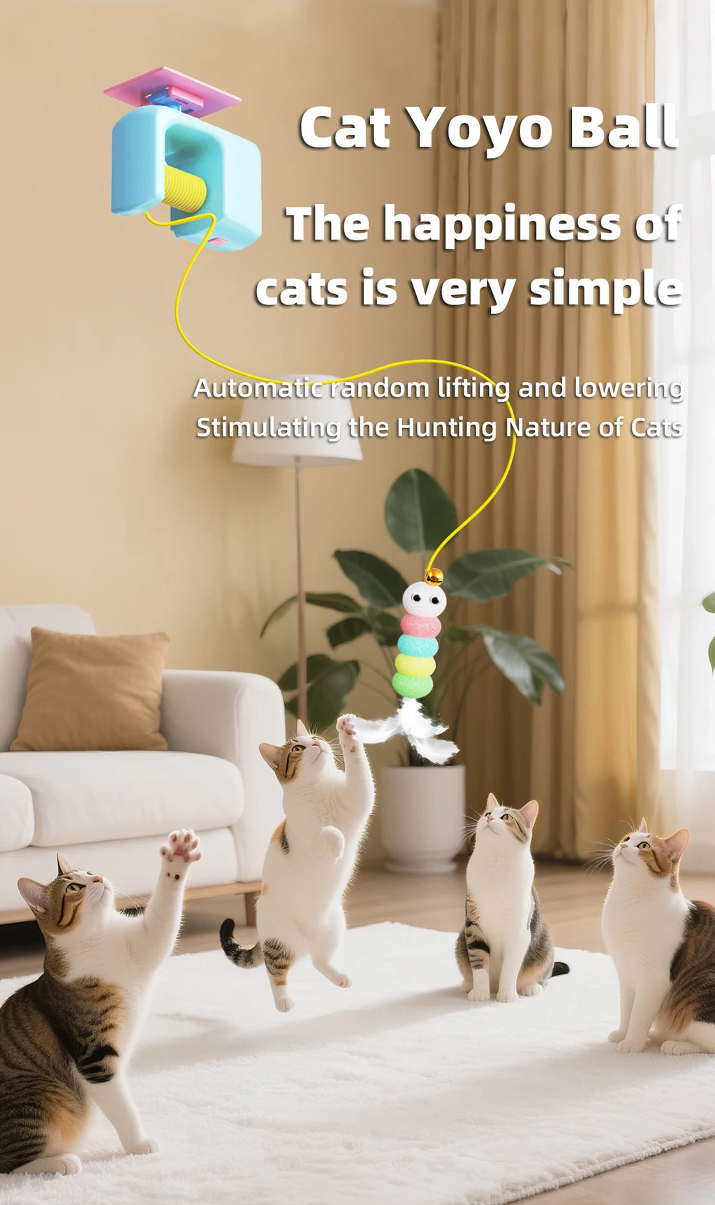 Cats Toys Pet Stress Relief Rechargeable Interactive Hanging Door Automatic Electric Flying Bird Cat Toy for Hunt Elastic Rope
