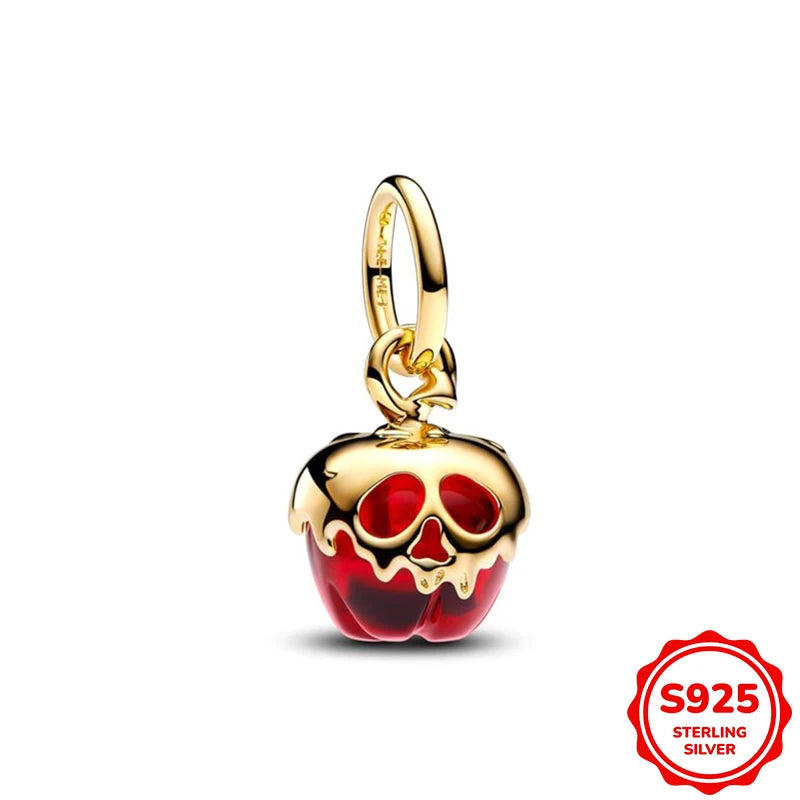 Charms plata de ley Disney Gold Plated Lily Flower Pendant Beads Fits 3mm Bracelets Necklace For Women Luxury DIY Fine Jewelry