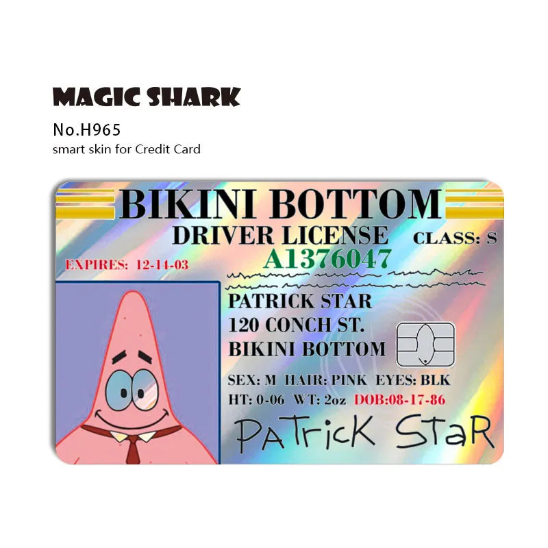 Magic Shark 2026 New Arrival Funny Cute Cartoon Holographic Sticker Laser Film Shinny Skin for Debit Credit Bank Card