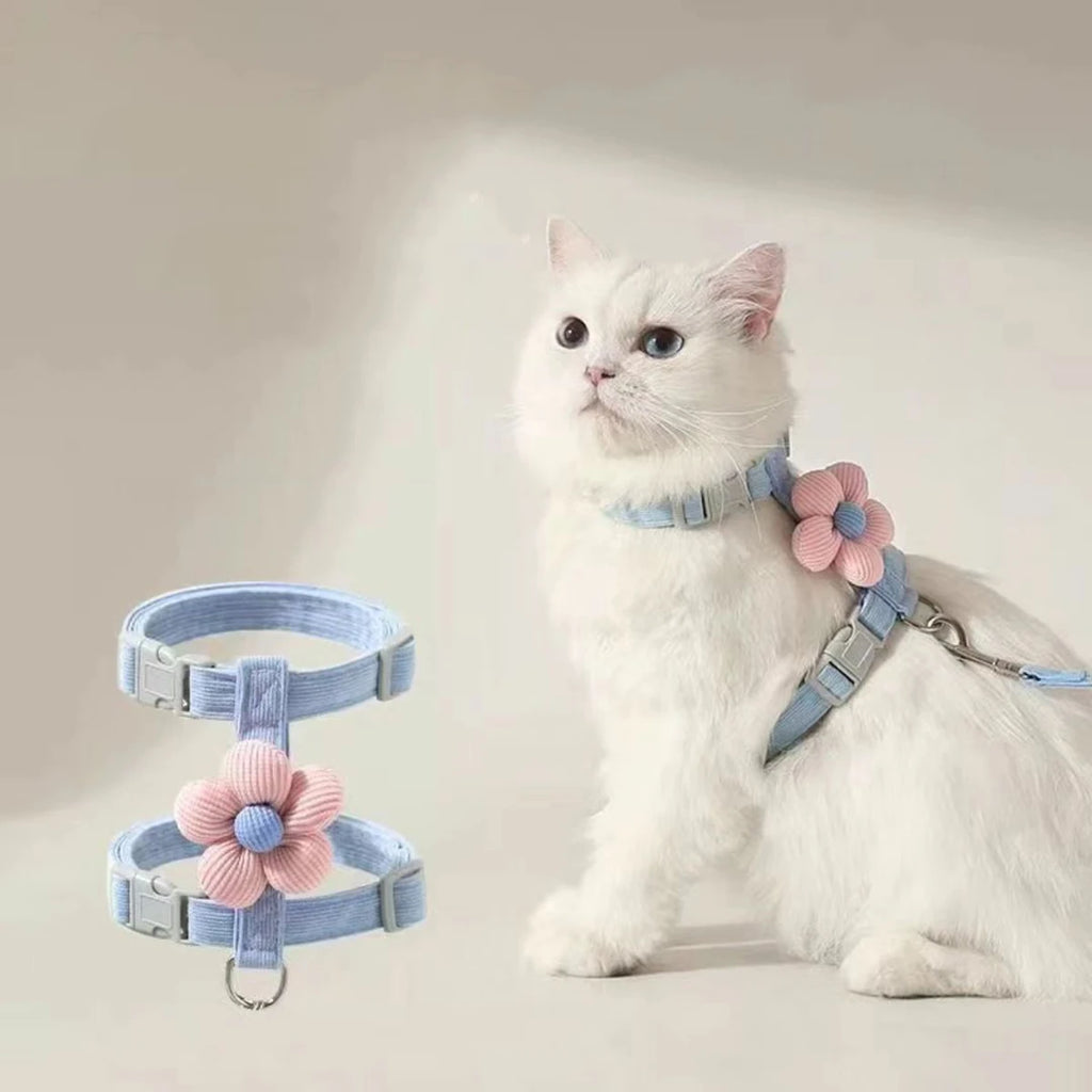 Cat Harness and Leash Sets Adjustable Dog Harness for Small Dog Leash Breashable Pet Harness Out Walking Dog Strap Cat Accessory