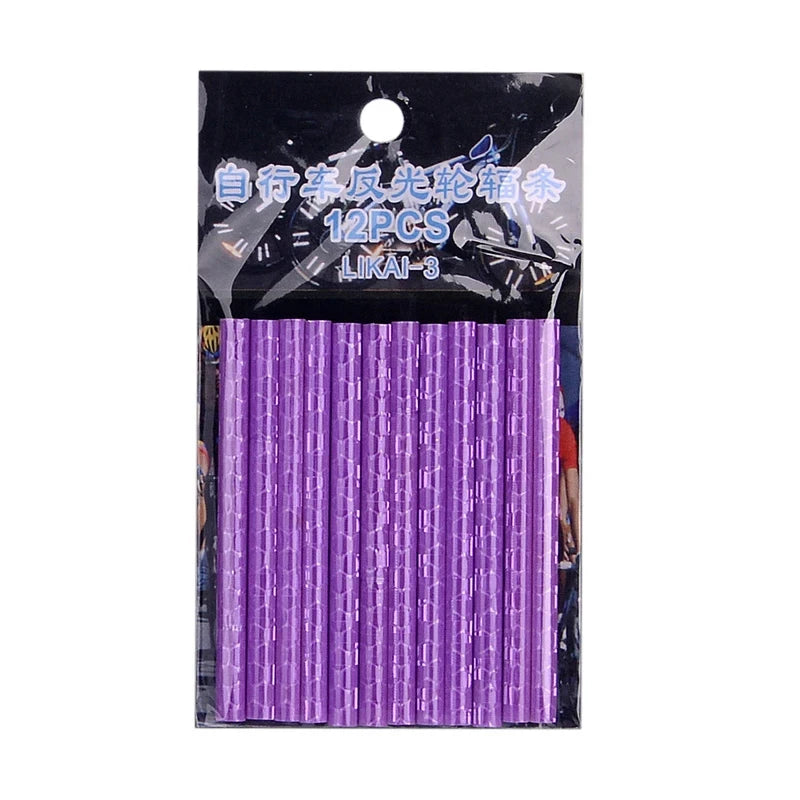 12PCS/Bag Bicycle Wheel Spokes Reflective Sticker Tube Strip Warning Light DIY 7.5cm MTB Cycling Reflector Reflective Safety Kit