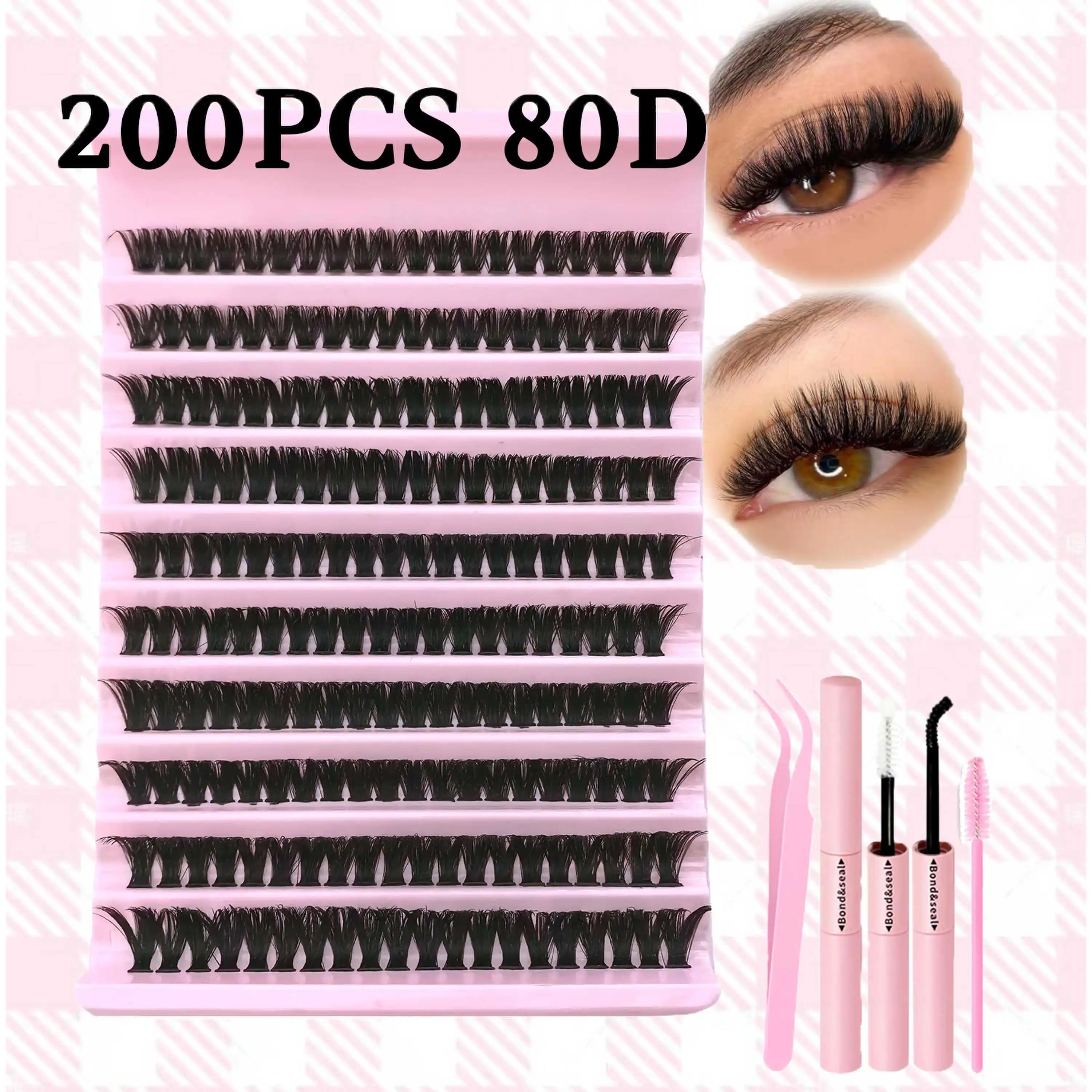 Voluminous Fluffy Cluster Lashes Kit – 200/290/666 Cluster 80D100D Show-Stopping Party Looks! Curated Length Mix