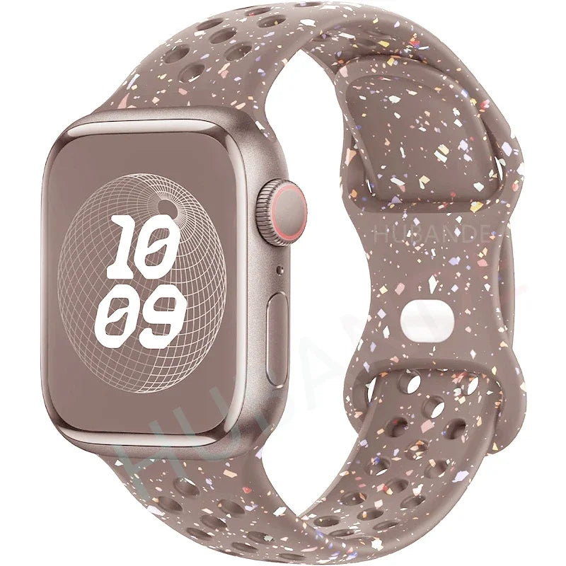 Original Sport Strap for Apple Watch Band 46mm 49mm 45mm 44mm 38 42mm Colored Particles Rubber Band IWatch Ultra 10 9 8 7 6 5 SE