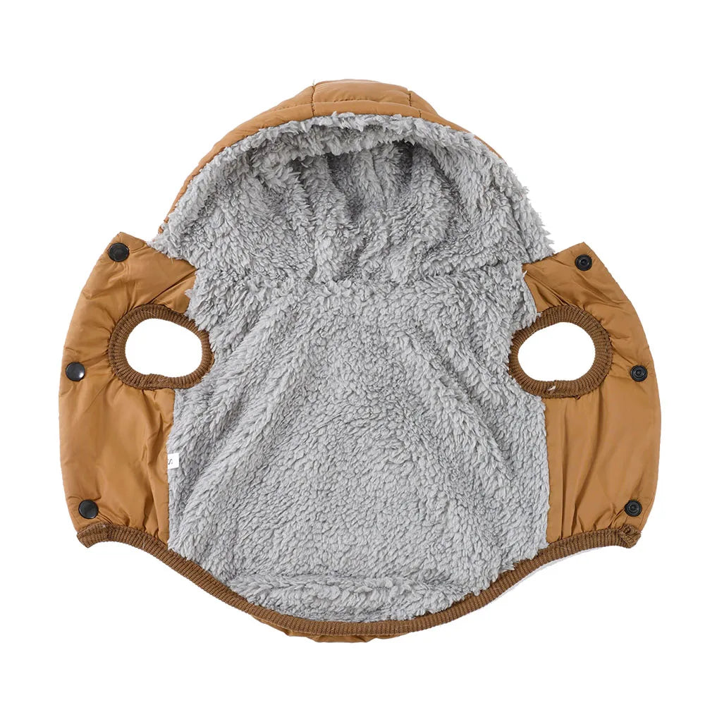 Warm Fleece Dog Coat Hoodie For Small Medium Dogs Winter Puppy Clothes Jacket With D-ring Thick Cozy Pug Dachshund Parka Costume