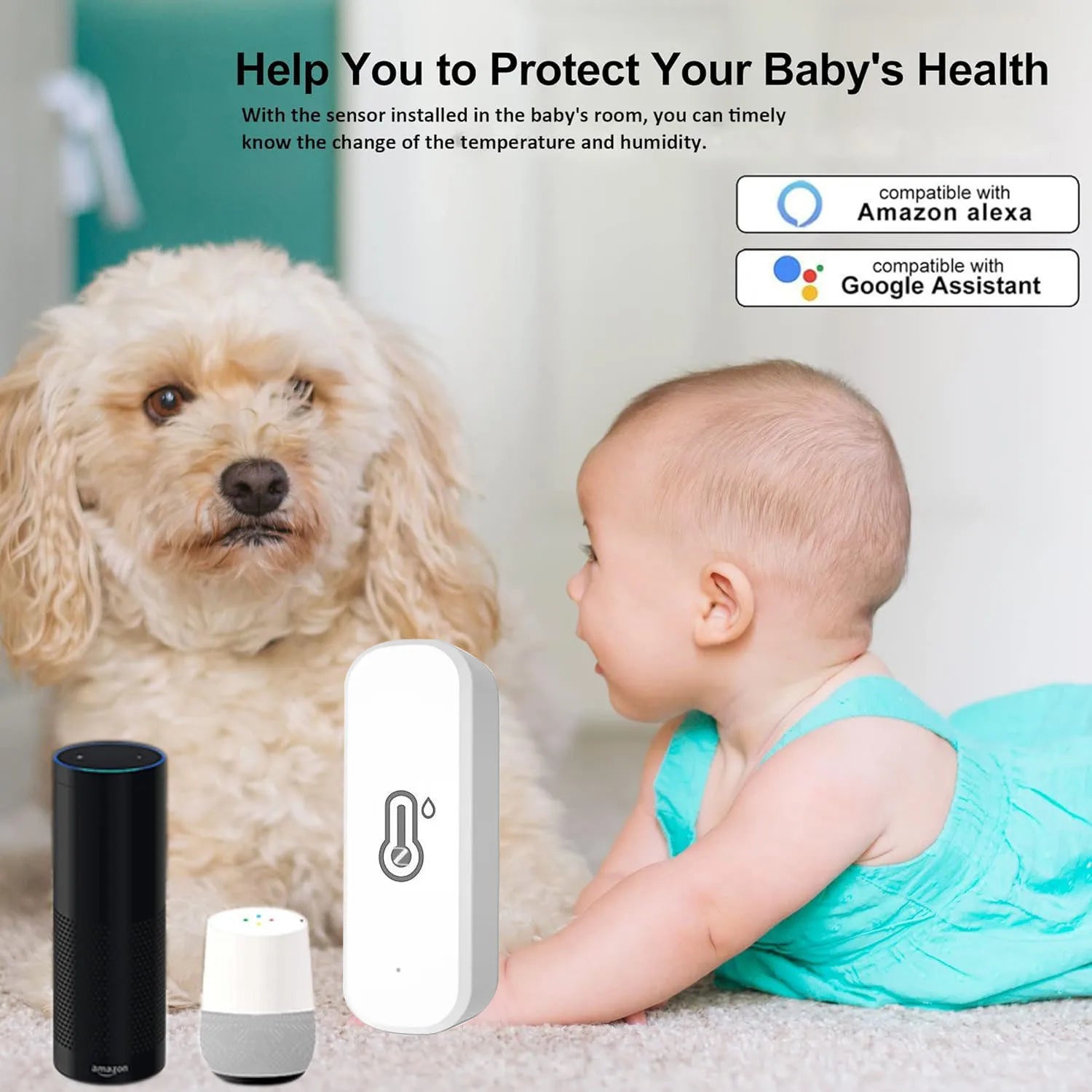 Tuya Zigbee3.0 Temperature and Humidity Sensor Thermometer Hygrometer APP Remote Alarm Works with Smart Life Alexa Google Alice