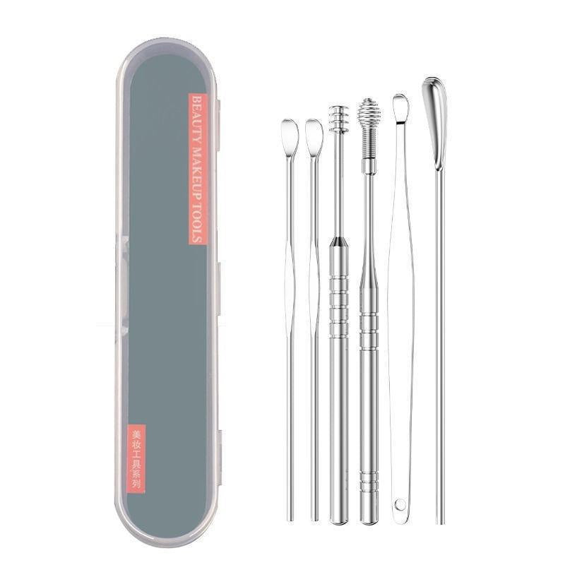 6/7/8Pcs Set Ear Wax Pickers Cleaning Stainless Steel Earpick Wax Remover Curette Ear Pick Cleaner Ear Cleaner Spoon Care Ear