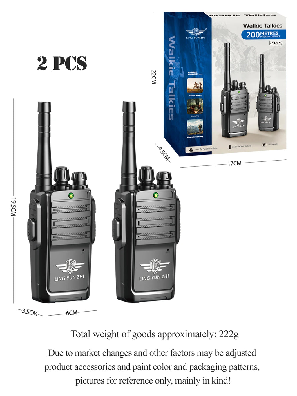 2Pcs Walkie Talkie Toys, Mini Interphone Digital Sound Indoor and Outdoor Communication Game Not Include Battery Gifts for boys