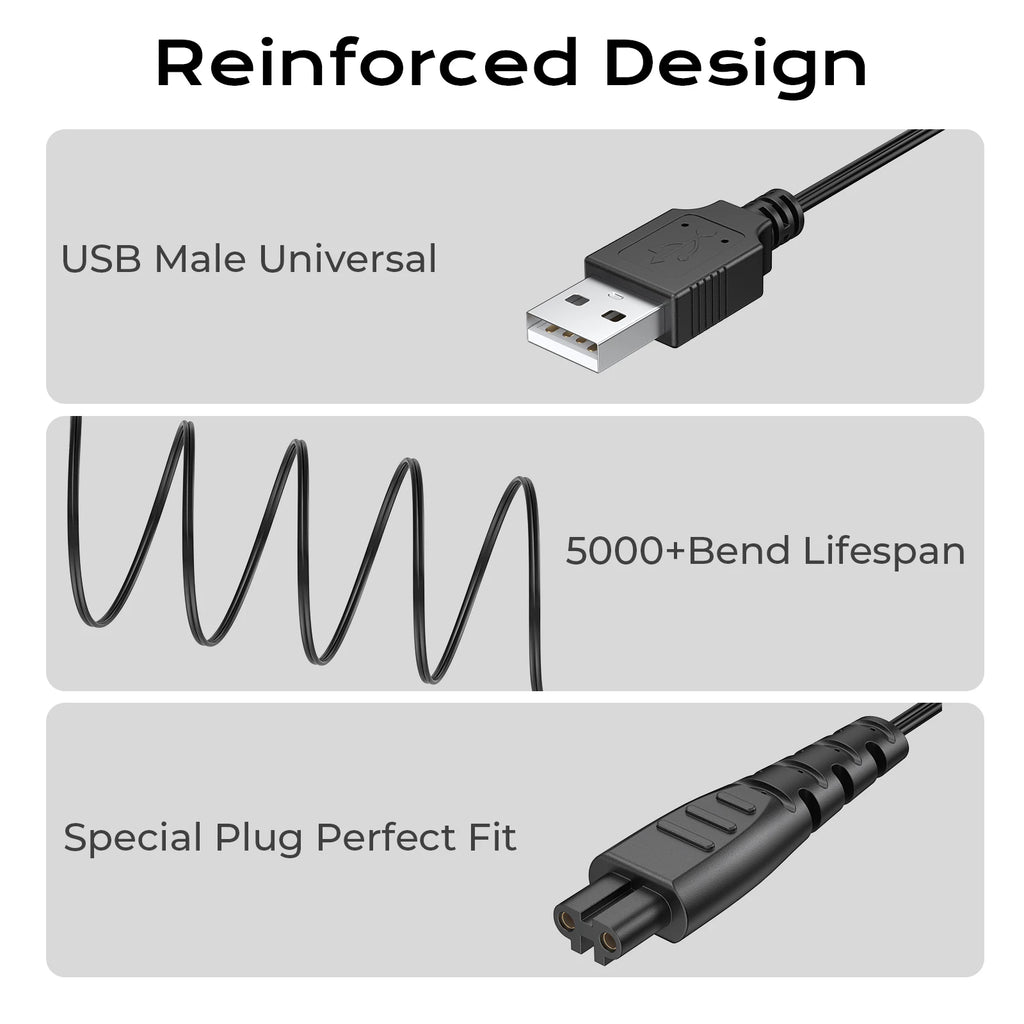 5V 1A Charging Cable For Remington Shaver HC5870 HC4250 PF7500 PF7600 PG6250 PG6255 PG6170 PG6171 XF8550 XF8700 XR1400 XR1430