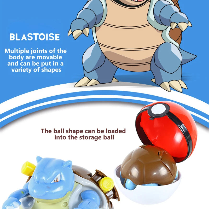 Funny Pokemon Transformation Cartoon Model Pokeball Pikachu Toys Scalable Anime Figure Dolls Model Ornaments Kids Birthday Toys