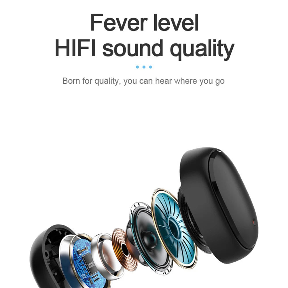A6S Wireless Bluetooth Earphones Touch Control Sport Headset LED Display Stereo Sound For Mobile Phones